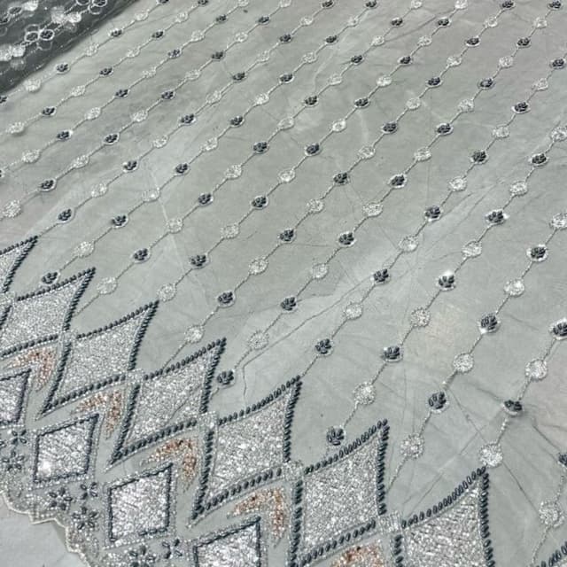 Silver, Gray, Black, and Peach Fabric