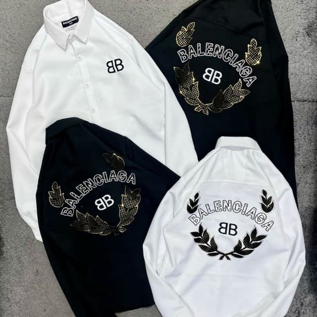 Black and White with Gold Accents Button-down Shirt