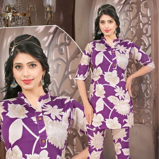 Purple and Beige Kurta with Matching Pants