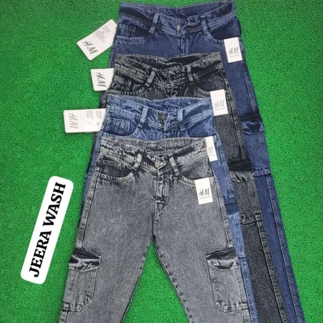 Various shades of blue and gray Jeans