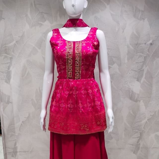 Magenta and Gold Kurta with Palazzo