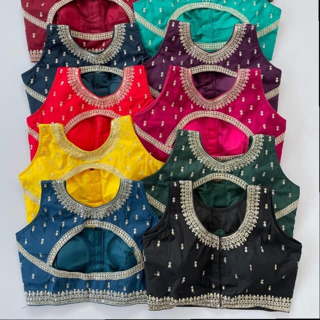 Various, including red, yellow, black, blue, green, and pink Blouse