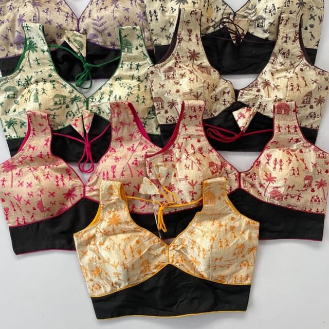 Beige, Black, Red, Pink, Green, Yellow Blouse