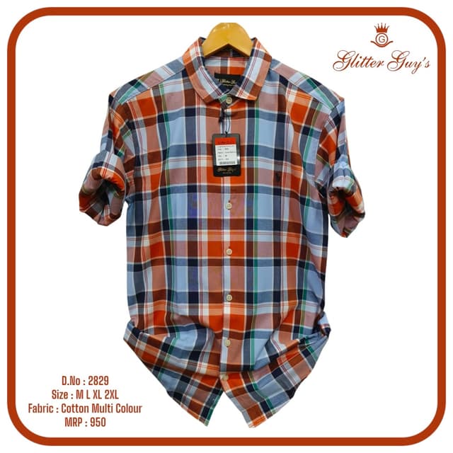 Orange, Blue, Green, White Shirt