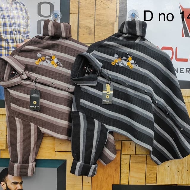 Brown and white stripes, Black and gray stripes Shirt