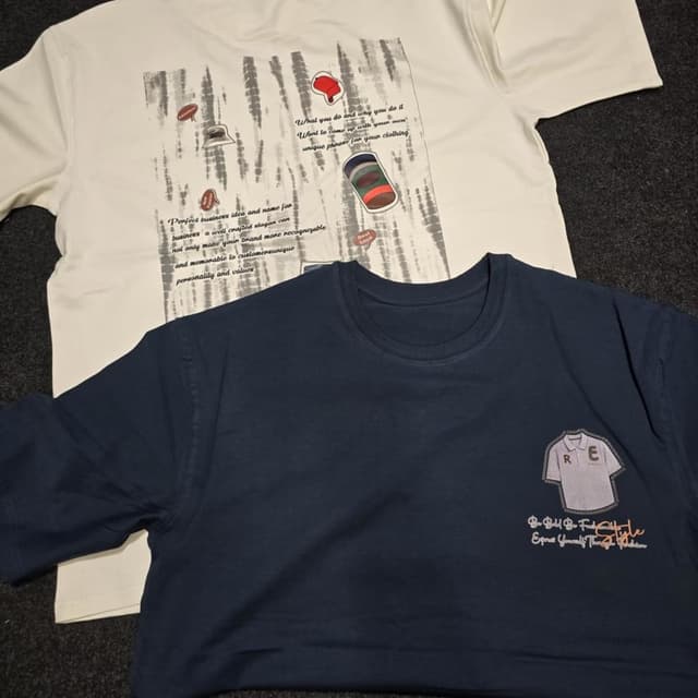 Navy blue, White T-shirt