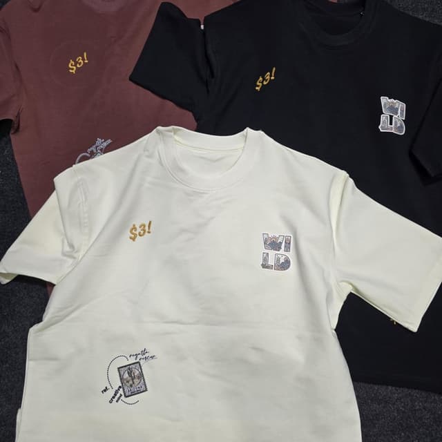 Various - includes black, cream, and maroon T-shirt