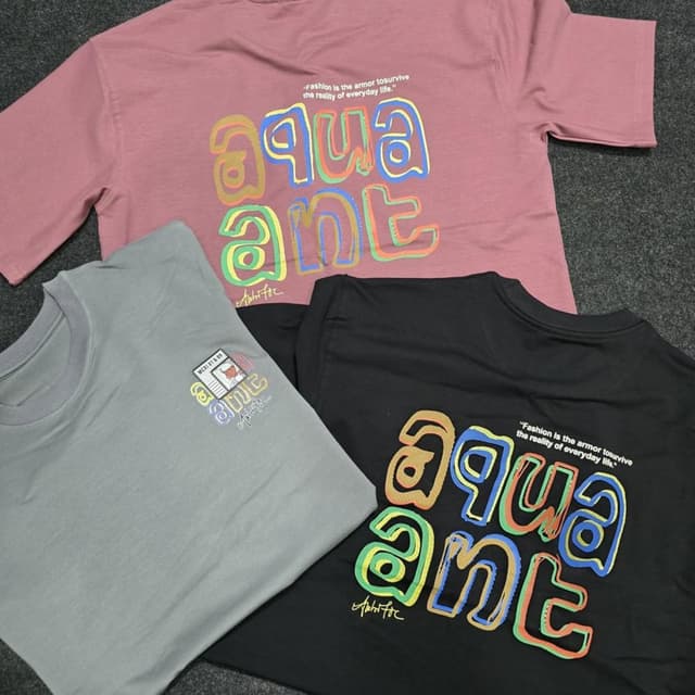 Pink, Black, Gray with Multicolor Print T-shirt