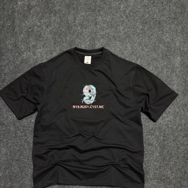 Black with multicolored graphic T-shirt