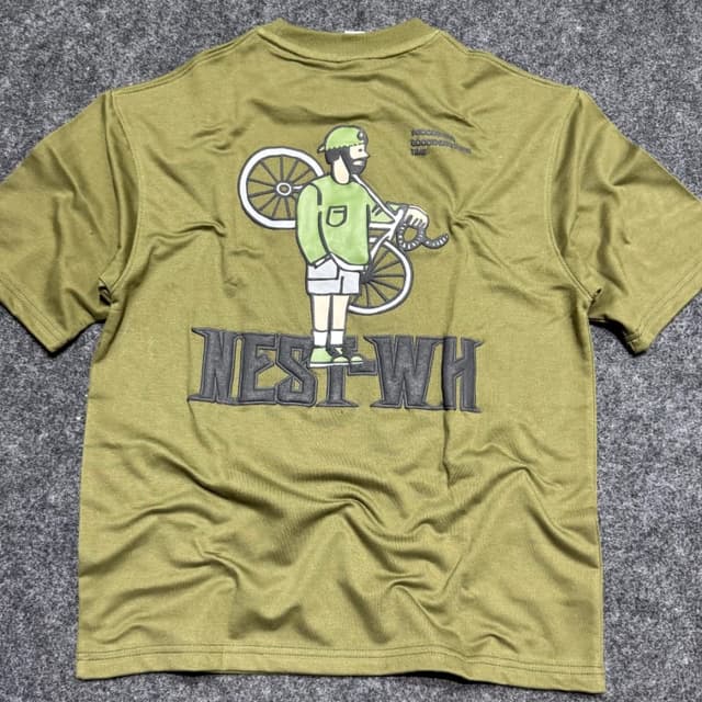 Olive green, white, black T-shirt