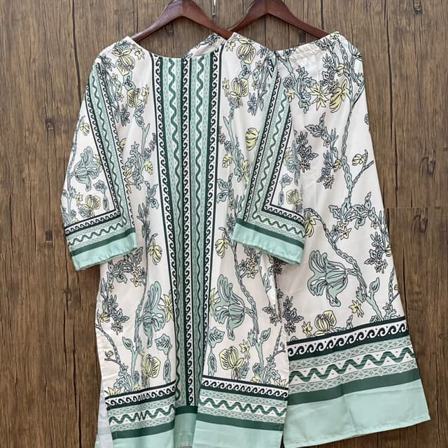 White, Green, Yellow Kurta and Pants set