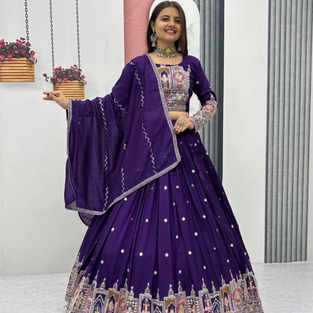 Purple, Gold, Multicolor Lehenga Choli