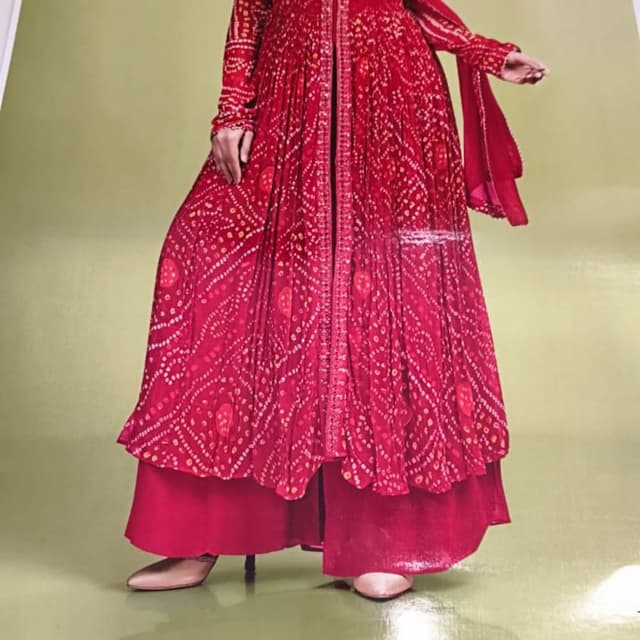 Red and White Anarkali Suit