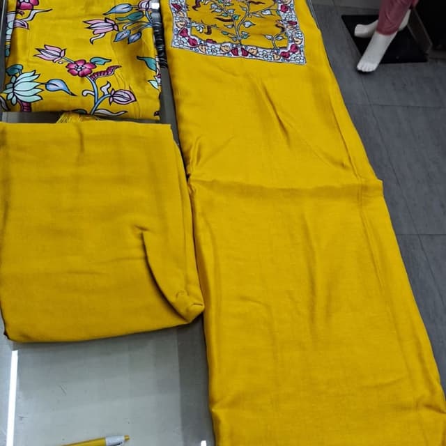Mustard yellow, Multicolor floral print Salwar Kameez Suit