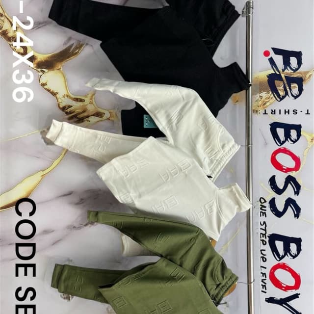 Black, White, Olive Green T-shirt and Pants set