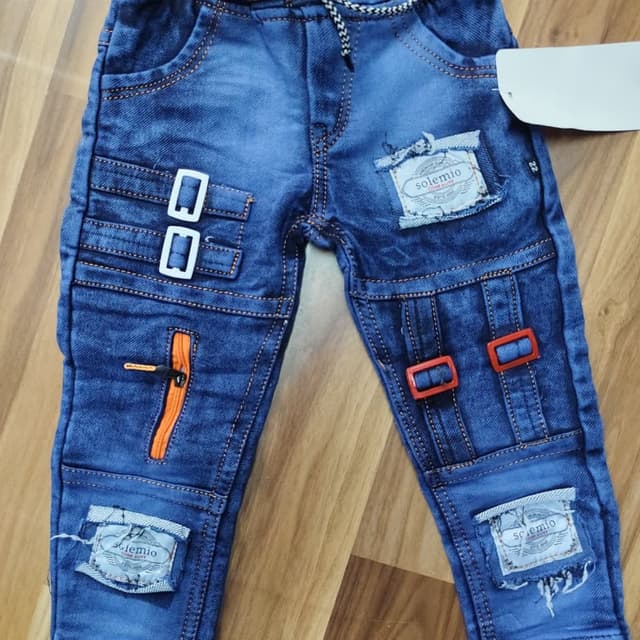 Blue, Orange, White, Red Jeans