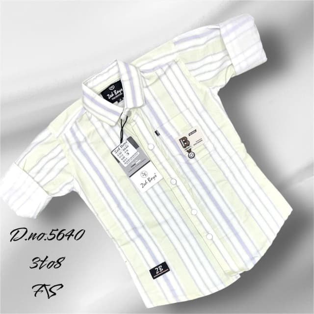 Light yellow and white with vertical grey stripes Shirt