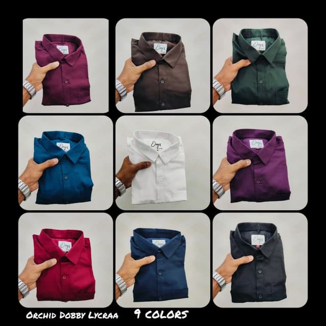 Variety of solid colors including burgundy, brown, dark green, teal, white, purple, dark red, navy blue, and charcoal grey Shirt