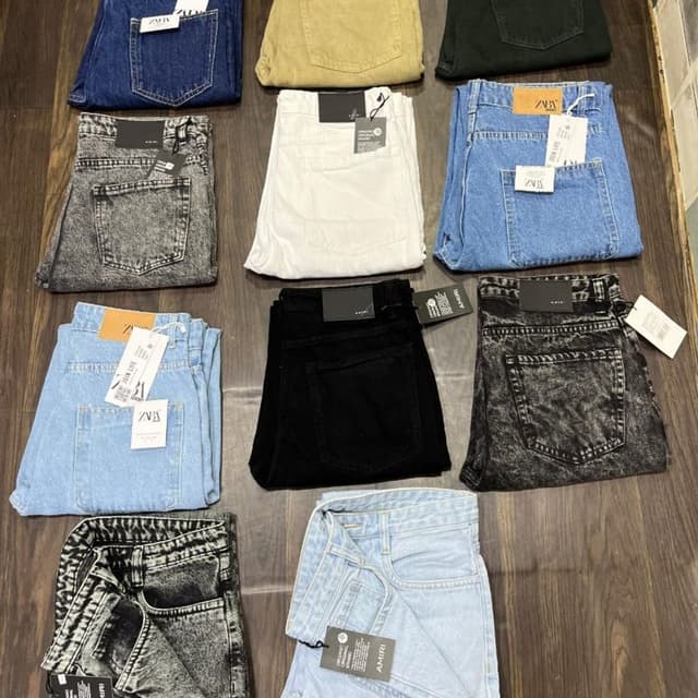 Various shades of blue, black, white, and khaki Jeans