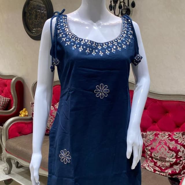 Navy Blue with Silver and Light Blue accents Dress