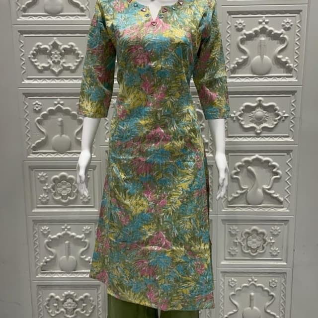 Green, yellow, pink, and blue Kurti
