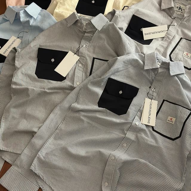 Blue, White, and Black Shirt
