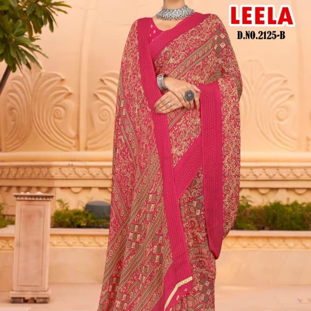 Red, Gold Saree