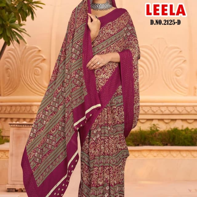 Maroon, Gold, and Olive Green Saree