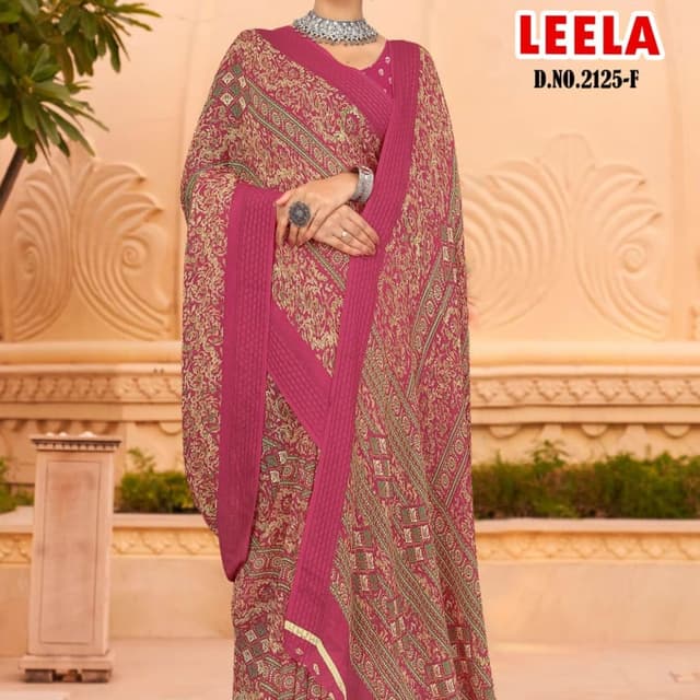 Magenta, Gold, Green Saree