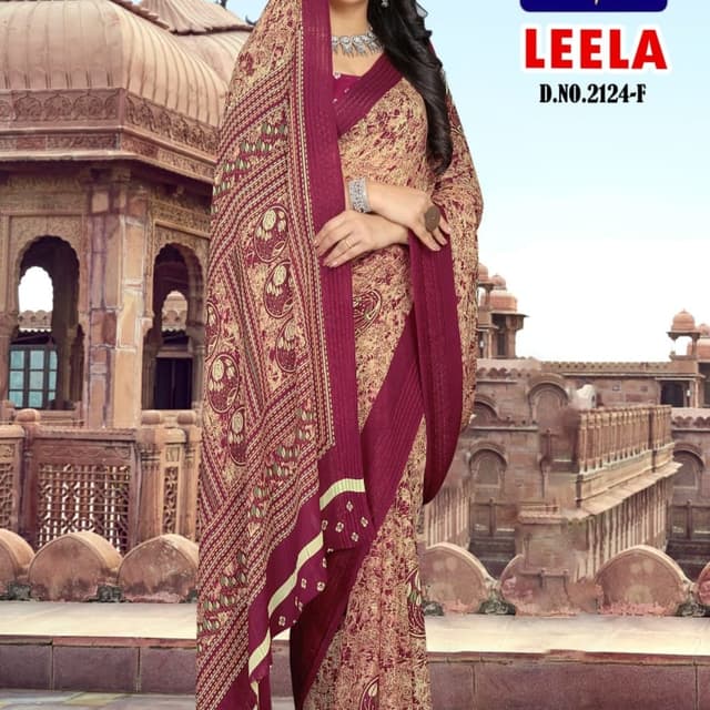 Maroon and Beige Saree