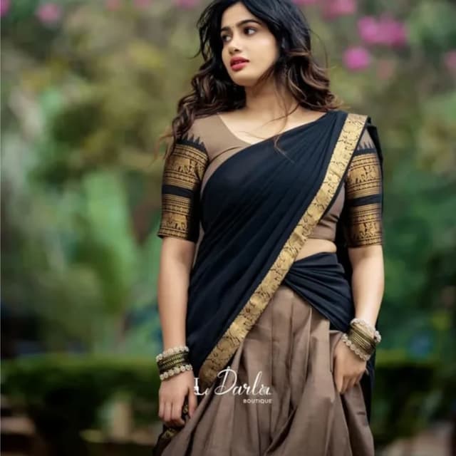 Black, Brown, Gold Saree