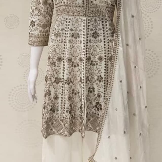 Ivory and Brown Anarkali Suit