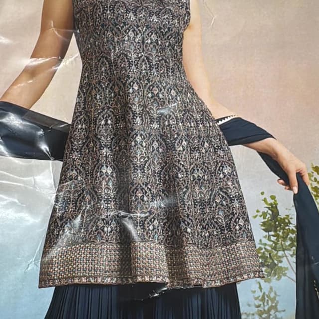 Black, Gold, and Teal Anarkali Suit