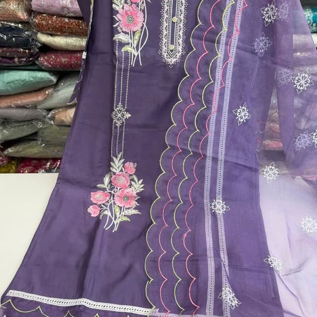 Purple, pink, white, green Salwar Kameez