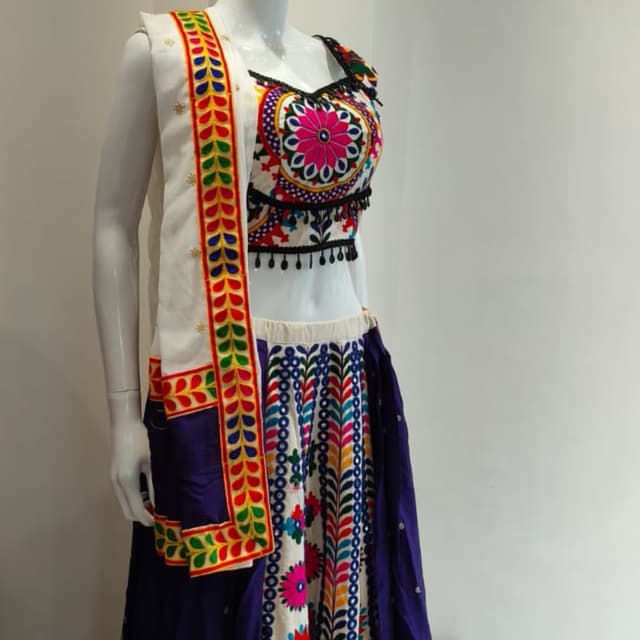 White, Blue, Red, Yellow, Green, Pink, Black Lehenga Choli with Dupatta