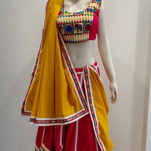 Red, Yellow, Multicolor Lehenga Choli