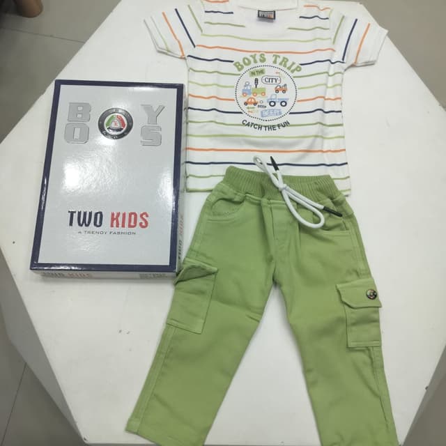 White, Green, Orange, Blue Outfit (T-shirt and Pants)