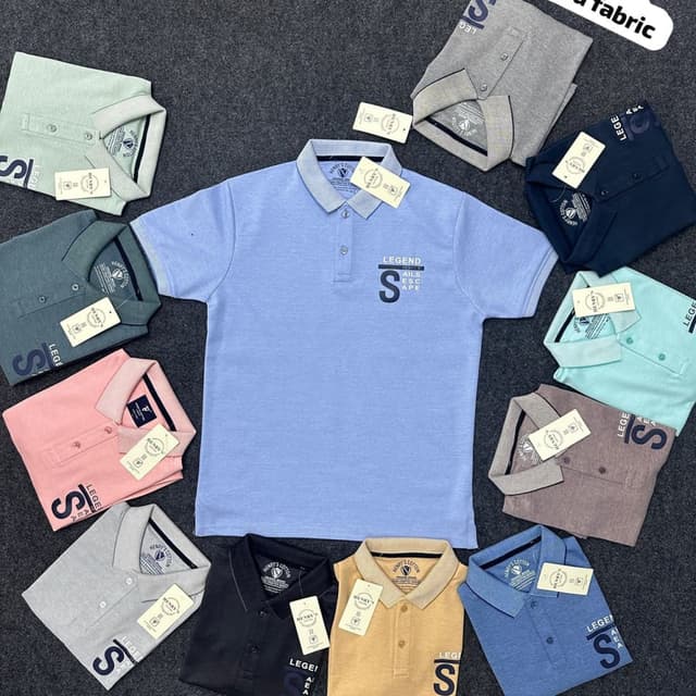 Various, including light blue, pink, gray, black, yellow, and navy blue. Polo Shirt