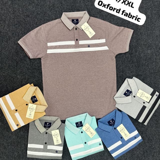 Various, including Brown, Yellow, Gray, Blue, and Aqua, with white and dark accents. Polo Shirt