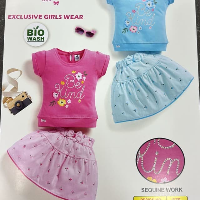 Pink, Light Blue, White, Yellow, Green Top and Skirt Set