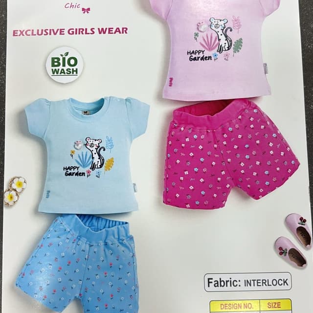 Pastel blue, pink, and floral prints T-shirt and shorts set