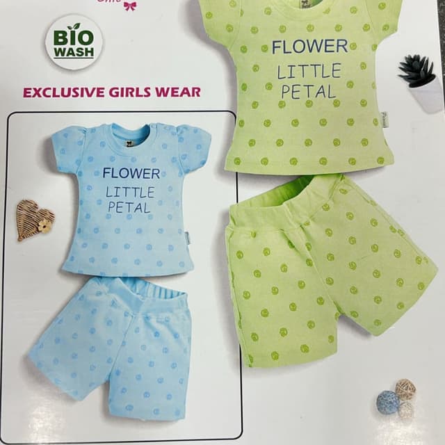 Blue and Green T-shirt and Shorts Set
