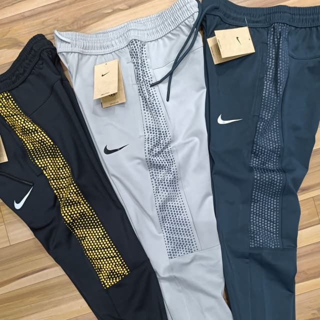 Black with gold accents, Light grey with grey accents, Dark grey with grey accents Track Pants