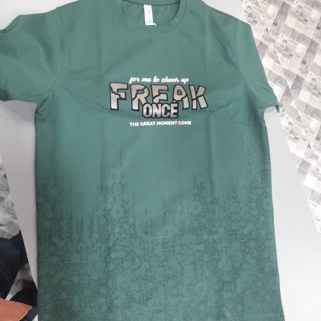Green, Gray T-shirt