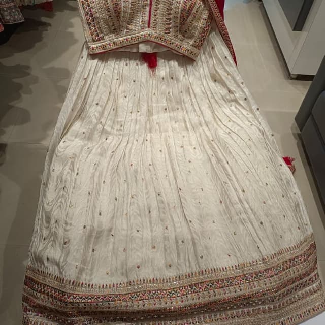 Ivory, gold, red Lehenga Choli