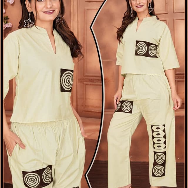 Light beige and brown Co-ord Set