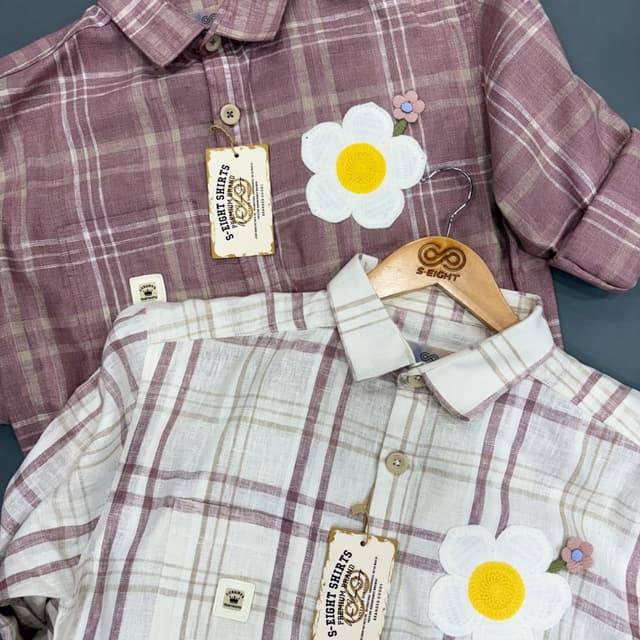 Mauve and Cream, with accents of yellow and light pink Shirt