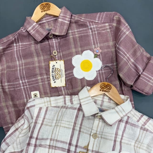 Mauve, White, Beige, and Yellow Shirt