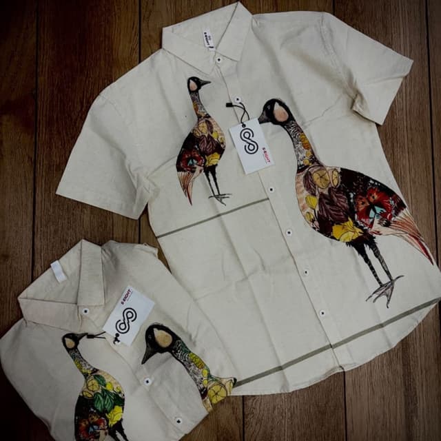 Cream, black, brown, yellow, red Shirt