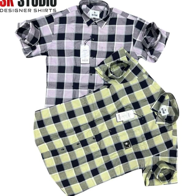 Black, White, and Lavender; Black, White, and Yellow-Green Shirt